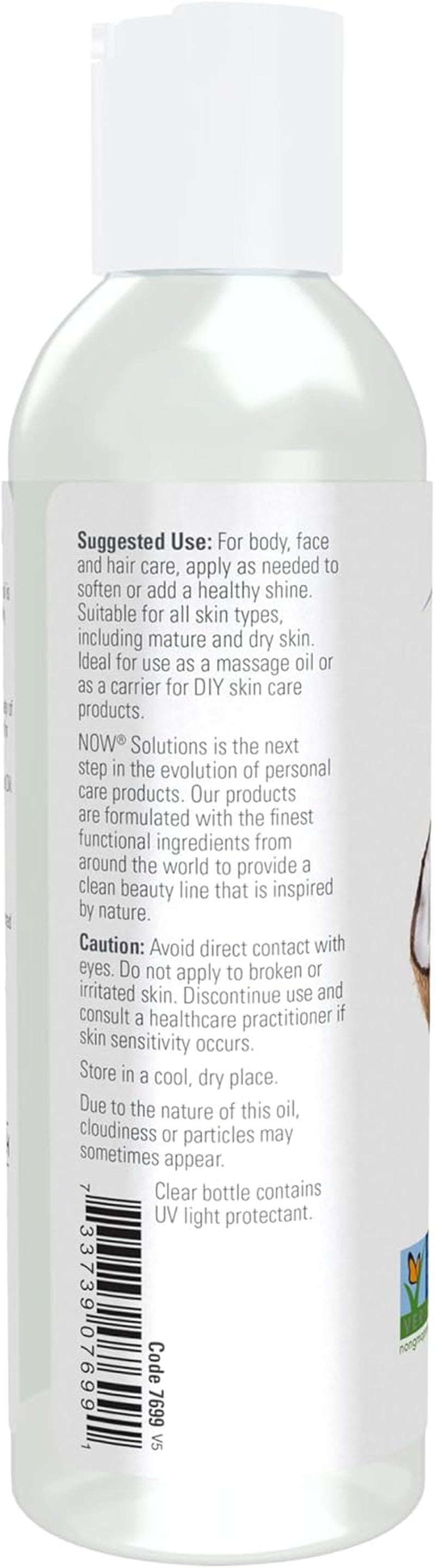 NOW Solutions, Liquid Coconut Oil, Light and Nourishing, Promotes Healthy-Looking Skin and Hair, 4-Ounce